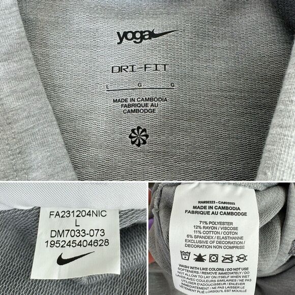 Nike Yoga Dri Fit hoodie hooded sweatshirt gray Pull-over DM7033-073 - Picture 12 of 14